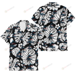 Miami Marlins White Hibiscus Porcelain Flower Palm Leaf Black 3D Hawaiian Shirt