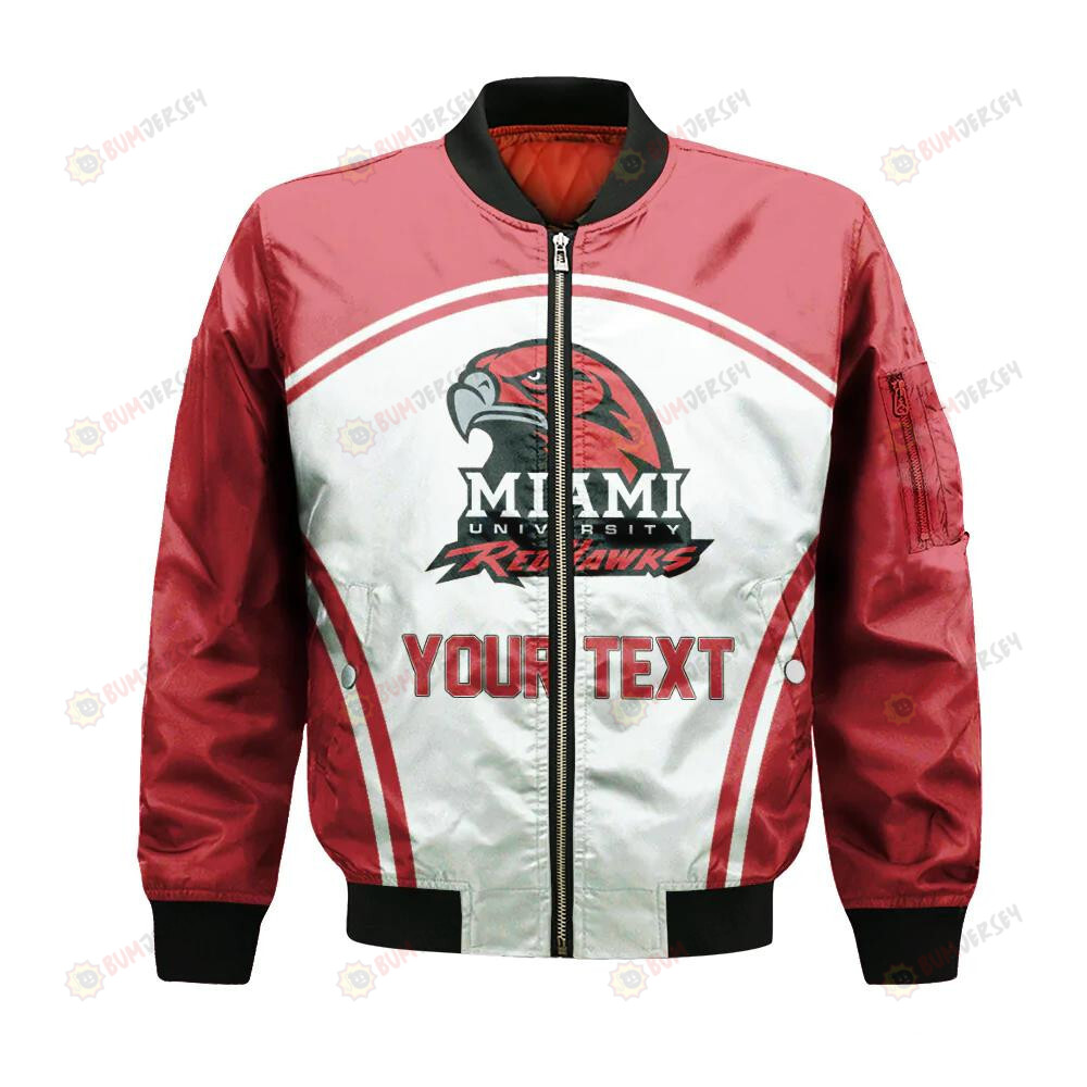 Miami RedHawks Bomber Jacket 3D Printed Custom Text And Number Curve Style Sport