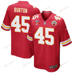 Michael Burton 45 Kansas City Chiefs Super Bowl LVII Champions 3 Stars Men's Jersey - Red