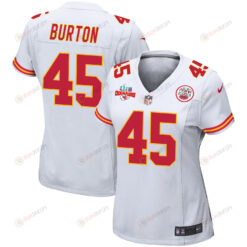 Michael Burton 45 Kansas City Chiefs Super Bowl LVII Champions 3 Stars WoMen's Jersey - White