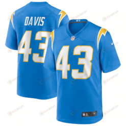 Michael Davis 43 Los Angeles Chargers Game Jersey - Powder Blue