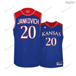 Michael Jankovich 20 Kansas Jayhawks Basketball Youth Jersey - Blue