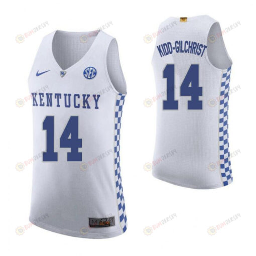 Michael Kidd-Gilchrist 14 Kentucky Wildcats Elite Basketball Road Men Jersey - White