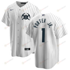 Michael Porter Jr. 1 Denver Nuggets x NY Yankees Baseball Men Jersey - White
