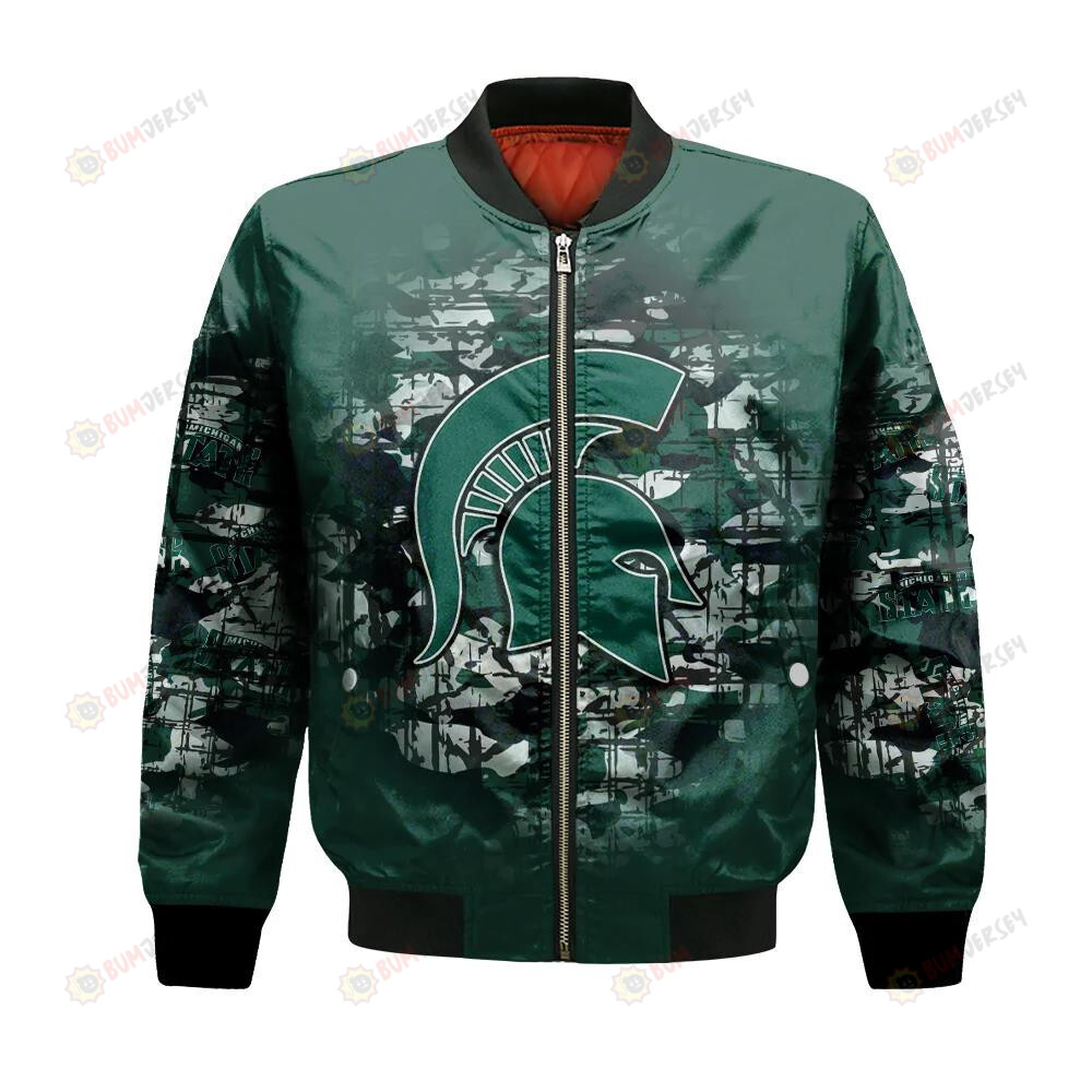 Michigan State Spartans Bomber Jacket 3D Printed Camouflage Vintage