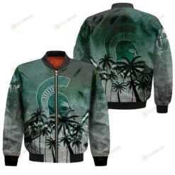 Michigan State Spartans Bomber Jacket 3D Printed Coconut Tree Tropical Grunge
