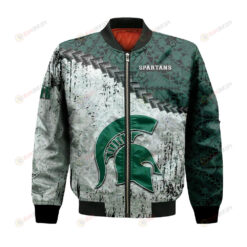 Michigan State Spartans Bomber Jacket 3D Printed Grunge Polynesian Tattoo