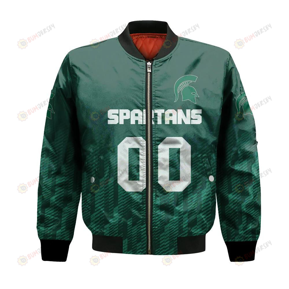 Michigan State Spartans Bomber Jacket 3D Printed Team Logo Custom Text And Number