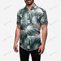 Michigan State Spartans Curved Hawaiian Shirt Button Up In Green