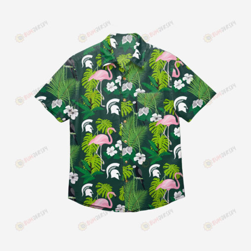 Michigan State Spartans Floral Button Up Hawaiian Shirt