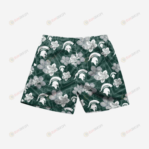 Michigan State Spartans Hibiscus Hawaiian Men Shorts Swim Trunks - Print Shorts