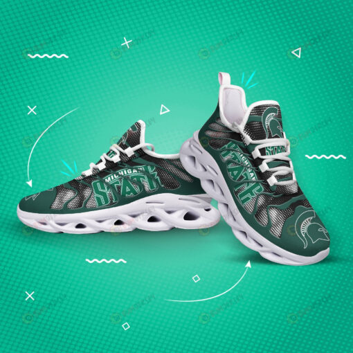 Michigan State Spartans Logo Hole Pattern 3D Max Soul Sneaker Shoes In Green