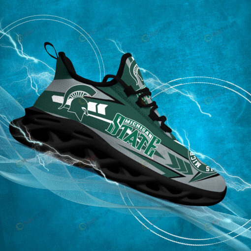 Michigan State Spartans Logo Pattern 3D Max Soul Sneaker Shoes In Green Gray