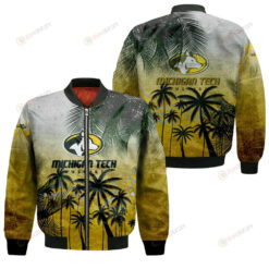 Michigan Tech Huskies Bomber Jacket 3D Printed Coconut Tree Tropical Grunge