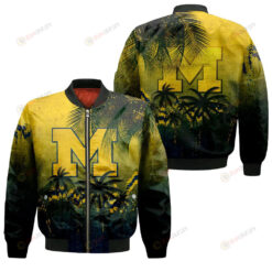 Michigan Wolverines Bomber Jacket 3D Printed Coconut Tree Tropical Grunge