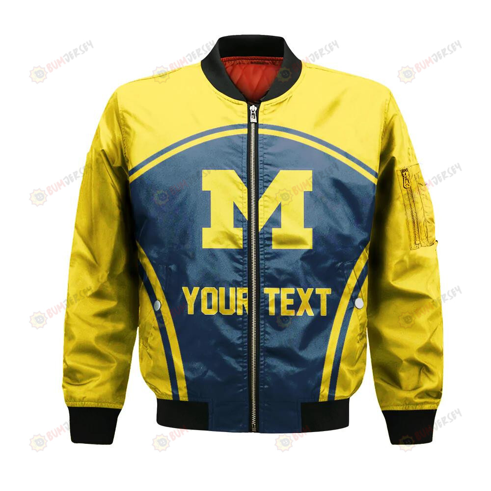 Michigan Wolverines Bomber Jacket 3D Printed Custom Text And Number Curve Style Sport
