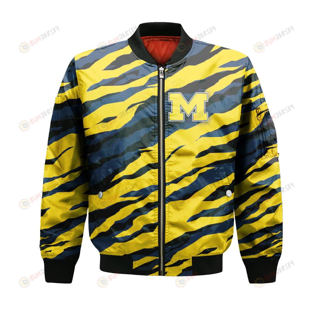 Michigan Wolverines Bomber Jacket 3D Printed Sport Style Team Logo Pattern