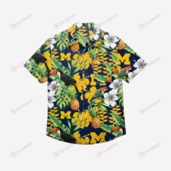 Michigan Wolverines Floral Button Up Hawaiian Shirt
