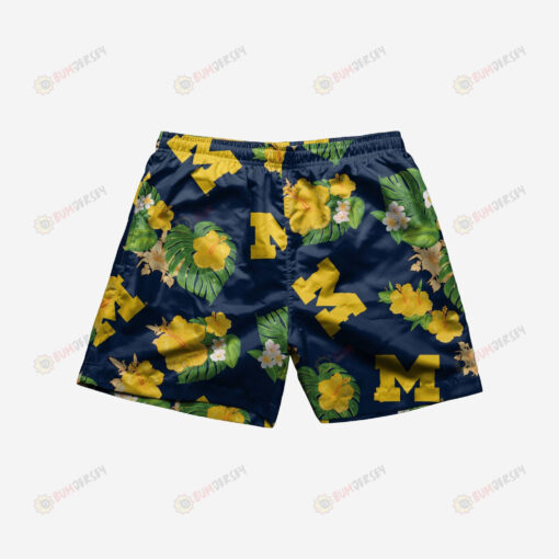 Michigan Wolverines Floral Hawaiian Men Shorts Swim Trunks - Print Shorts