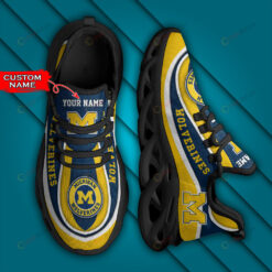 Michigan Wolverines Logo Curve Border Pattern Custom Name 3D Max Soul Sneaker Shoes