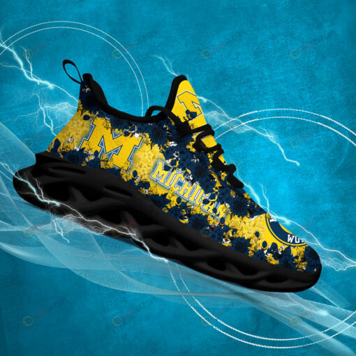 Michigan Wolverines Logo Flower Pattern 3D Max Soul Sneaker Shoes