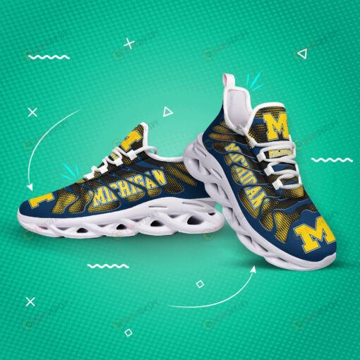 Michigan Wolverines Logo Hole Pattern 3D Max Soul Sneaker Shoes In Blue