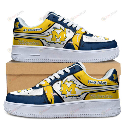 Michigan Wolverines Logo Pattern Custom Name Air Force 1 Printed