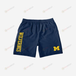 Michigan Wolverines Solid Wordmark Traditional Hawaiian Men Shorts Swim Trunks - Print Shorts