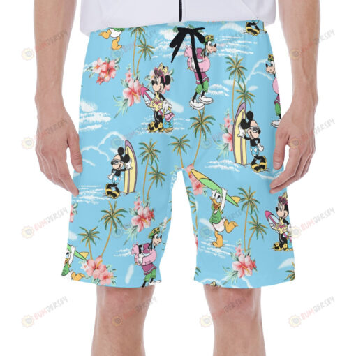 Mickey And Minnie Disney Character Blue Beach Hawaiian Shorts Summer Shorts Men Shorts - Print Shorts