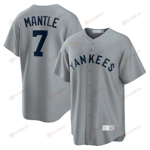 Mickey Mantle 7 New York Yankees Road Cooperstown Collection Player Jersey - Gray