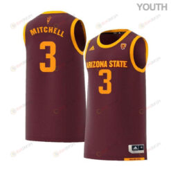 Mickey Mitchell 3 Arizona State Sun Devils Retro Basketball Youth Jersey - Maroon