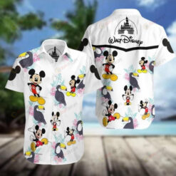Mickey Mouse Disney Curved Hawaiian Shirt In White Pattern