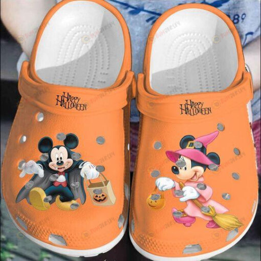 Mickey Mouse and Minnie Happy Halloween Crocband Clog Shoes - AOP Clog