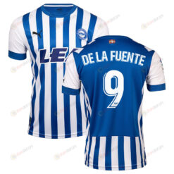 Miguel de la Fuente 9 Deportivo Alav?s 2022-23 Home Jersey - White/Blue Stripes