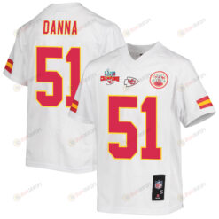 Mike Danna 51 Kansas City Chiefs Super Bowl LVII Champions 3 Stars Youth Jersey - White