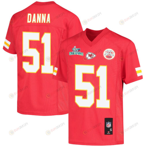 Mike Danna 51 Kansas City Chiefs Super Bowl LVII Champions Youth Jersey - Red