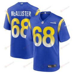 Mike McAllister 68 Los Angeles Rams Game Men Jersey - Royal