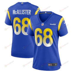 Mike McAllister 68 Los Angeles Rams Game Women Jersey - Royal