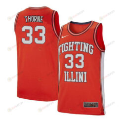 Mike Thorne 33 Illinois Fighting Illini Retro Elite Basketball Men Jersey - Orange