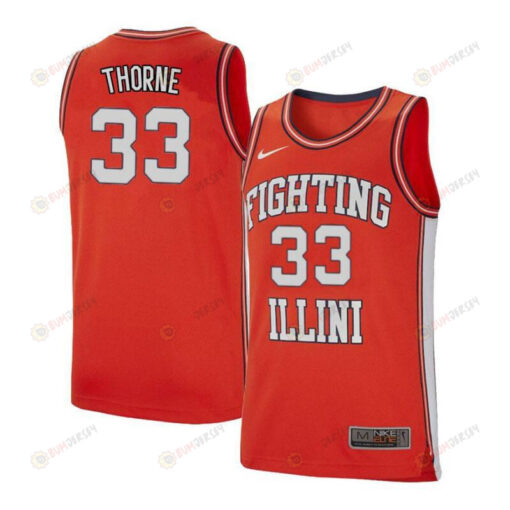 Mike Thorne 33 Illinois Fighting Illini Retro Elite Basketball Men Jersey - Orange
