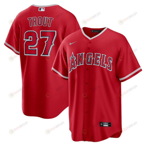 Mike Trout 27 Los Angeles Angels Alternate Player Name Jersey - Red