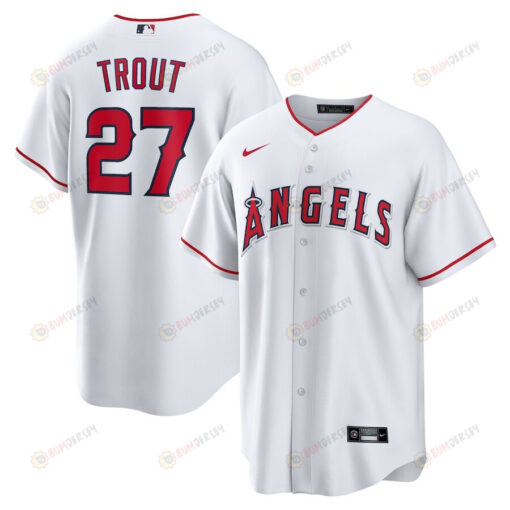 Mike Trout 27 Los Angeles Angels Home Player Name Jersey - White