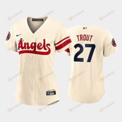 Mike Trout 27 Los Angeles Angels Mike Trout 2022-23 City Connect Cream Women's Jersey