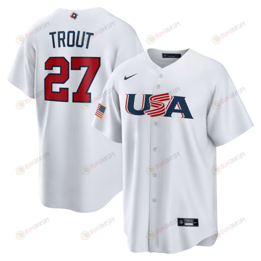Mike Trout 27 USA Baseball 2023 World Baseball Classic Jersey - White