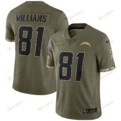 Mike Williams Los Angeles Chargers 2022 Salute To Service Limited Jersey - Olive