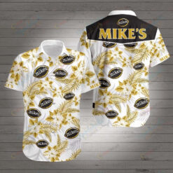 Mike's Curved In White Yellow Pattern Hawaiian Shirt