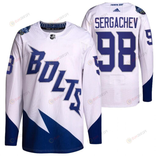 Mikhail Sergachev 2022 Stadium Series Lightning 98 White Primegreen Jersey Jersey