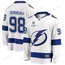 Mikhail Sergachev 98 Tampa Bay Lightning Stanley Cup 2023 Playoffs Patch Away Breakaway Men Jersey - White