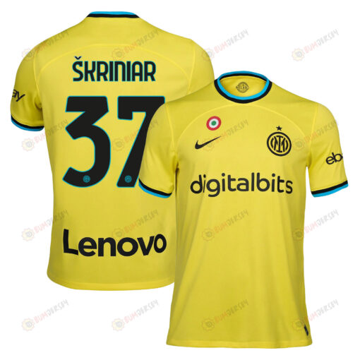 Milan ?kriniar 37 Inter Milan 2022/23 Third Men Jersey - Yellow