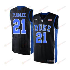 Miles Plumlee 21 Duke Blue Devils Elite Basketball Men Jersey - Black Blue